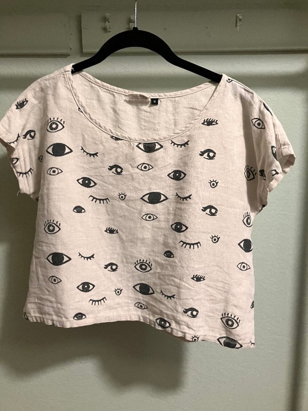 Unique All Eyes on You Jenny Lemons linen crop top medium